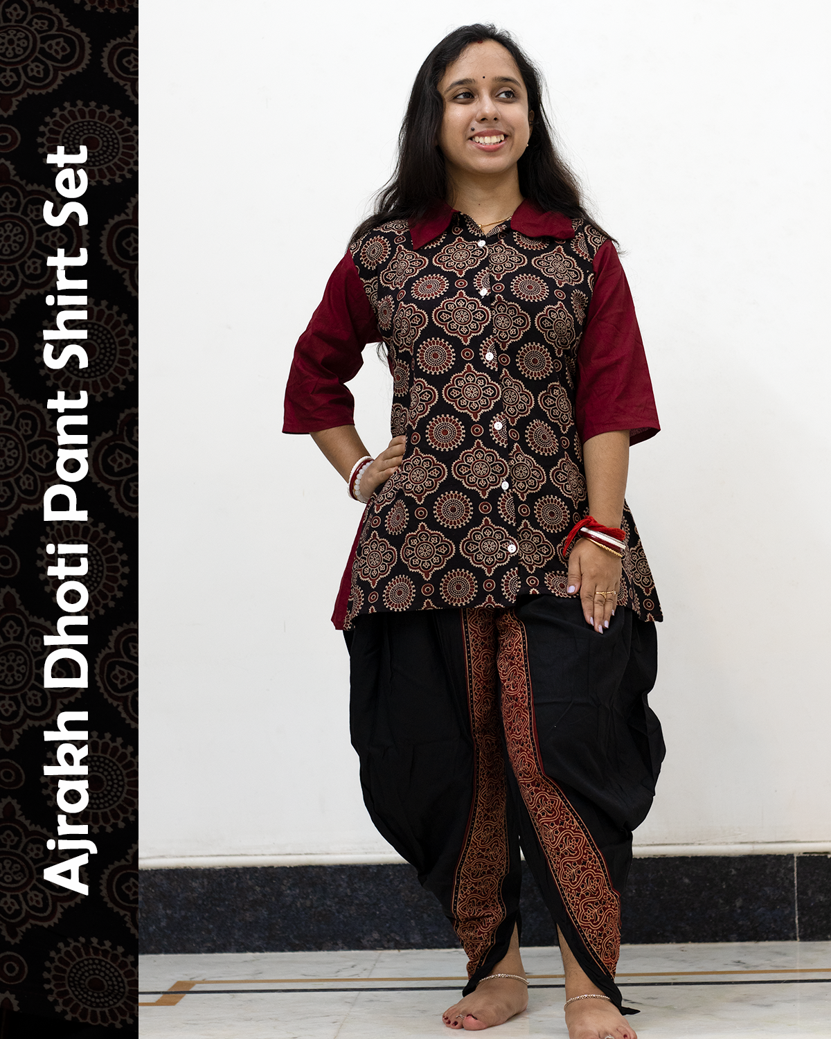 Ajrakh Dhoti Pant Shirt Set