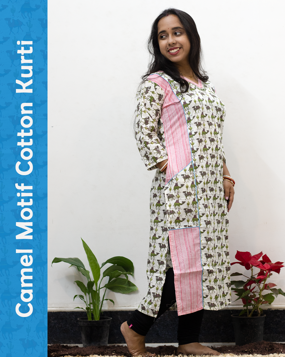 Jaipuri Camel Motif Cotton Kurti