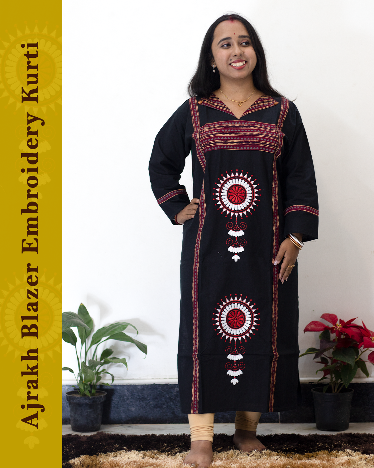 Ajrakh Blazer Embroidered Kurti
