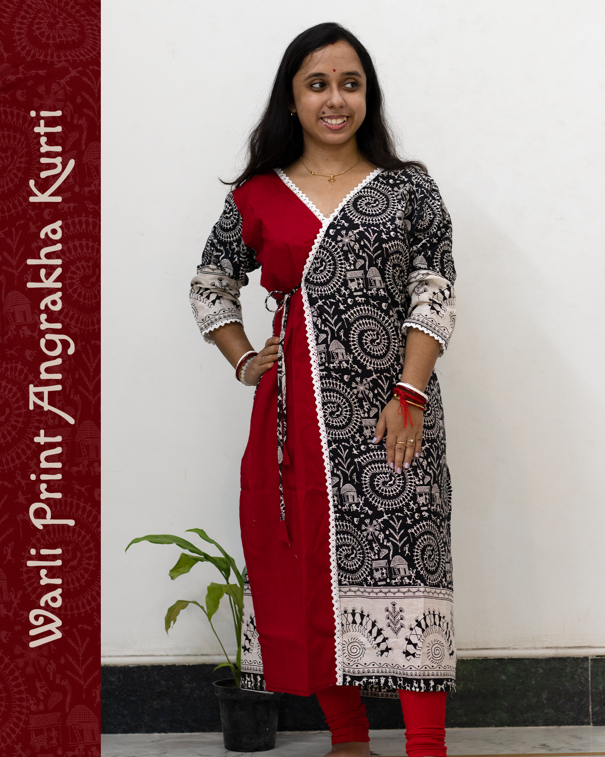 Warli Print Angrakha Kurti