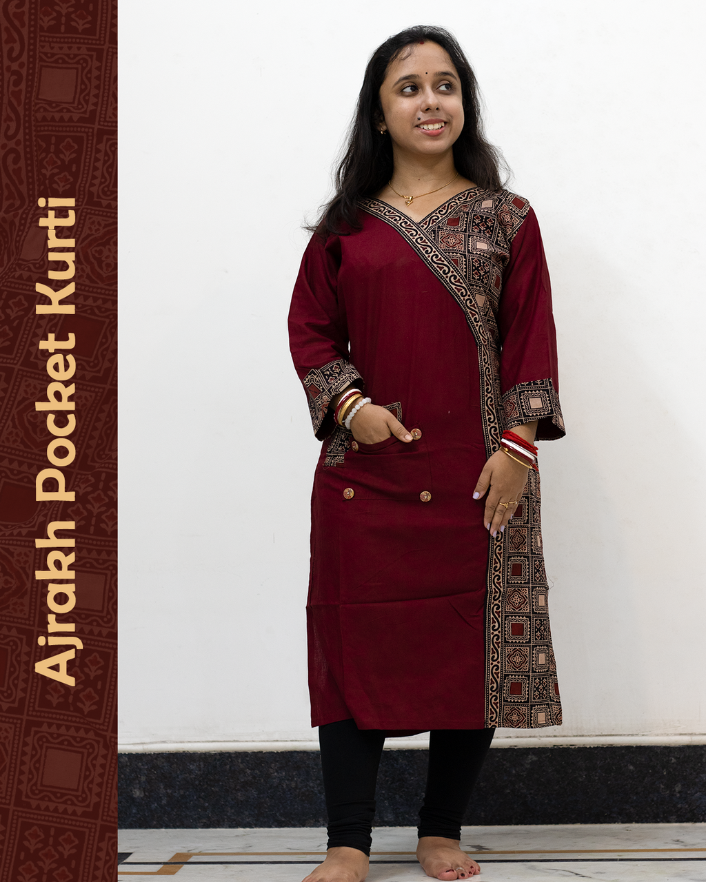 Ajrakh Angrakha Pocket Kurti