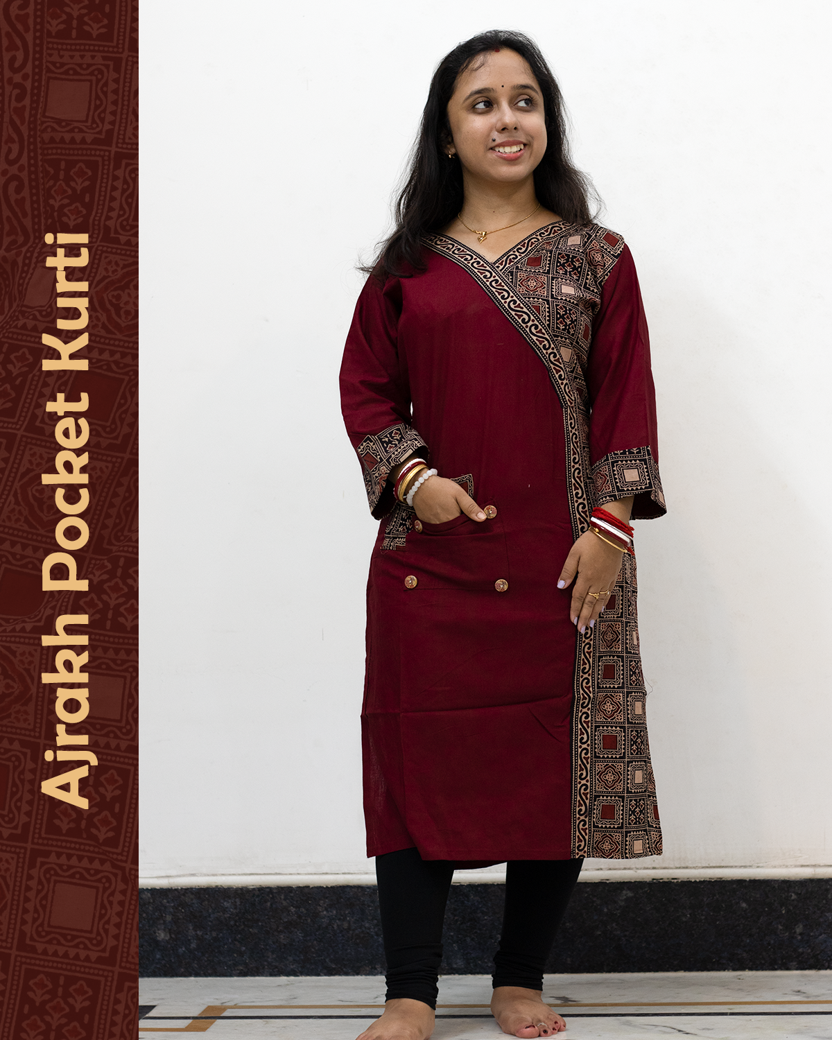 Ajrakh Angrakha Pocket Kurti