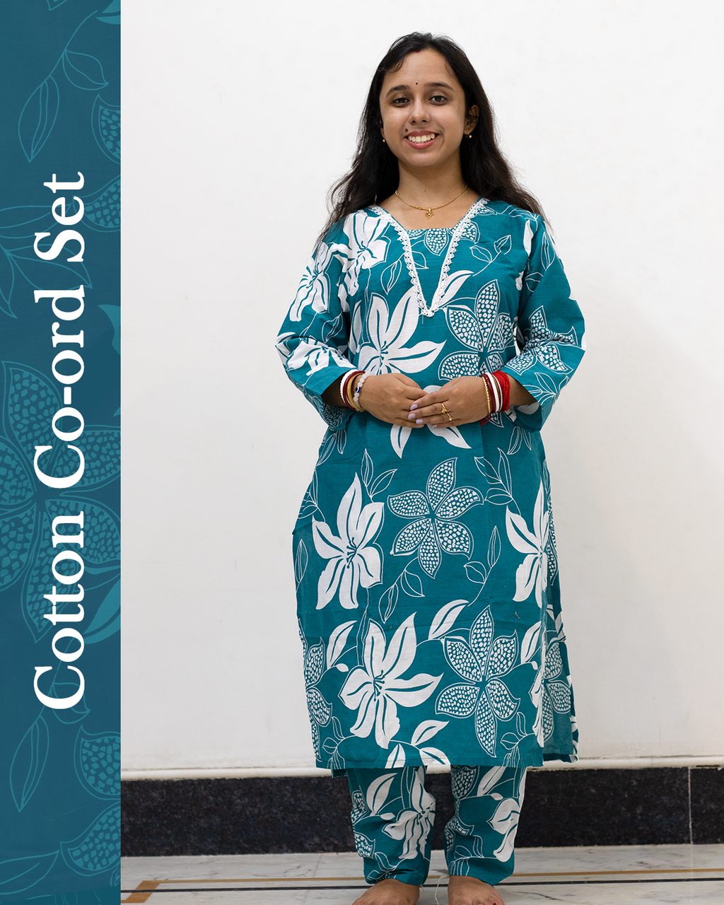 V Neck Cotton Co-Ord Set