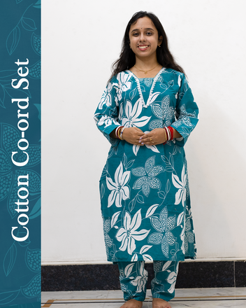 V Neck Cotton Co-Ord Set