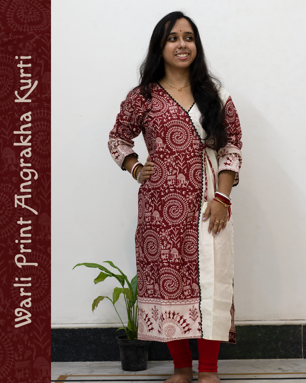 Warli Print Angrakha Kurti