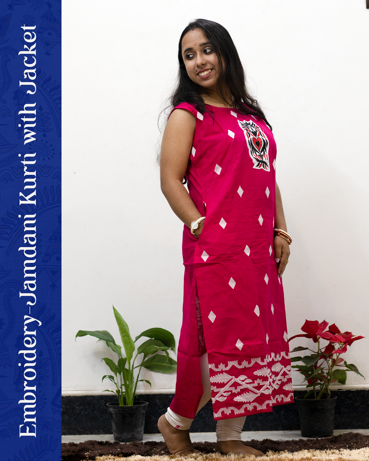 Embroidery Jamdani Kurti with Jacket