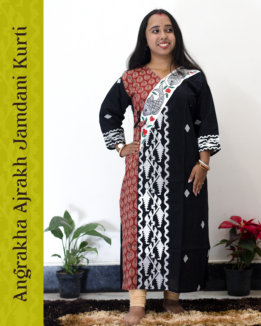 Angrakha Ajrakh Jamdani Kurti