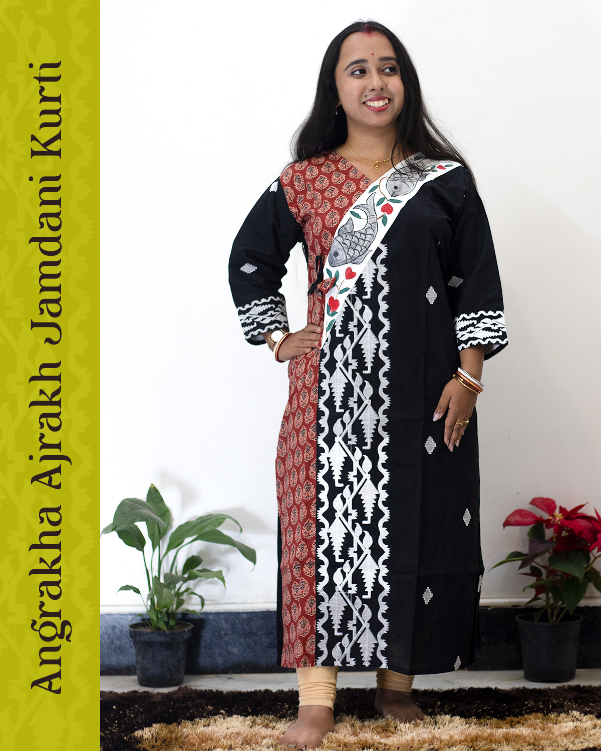 Angrakha Ajrakh Jamdani Kurti