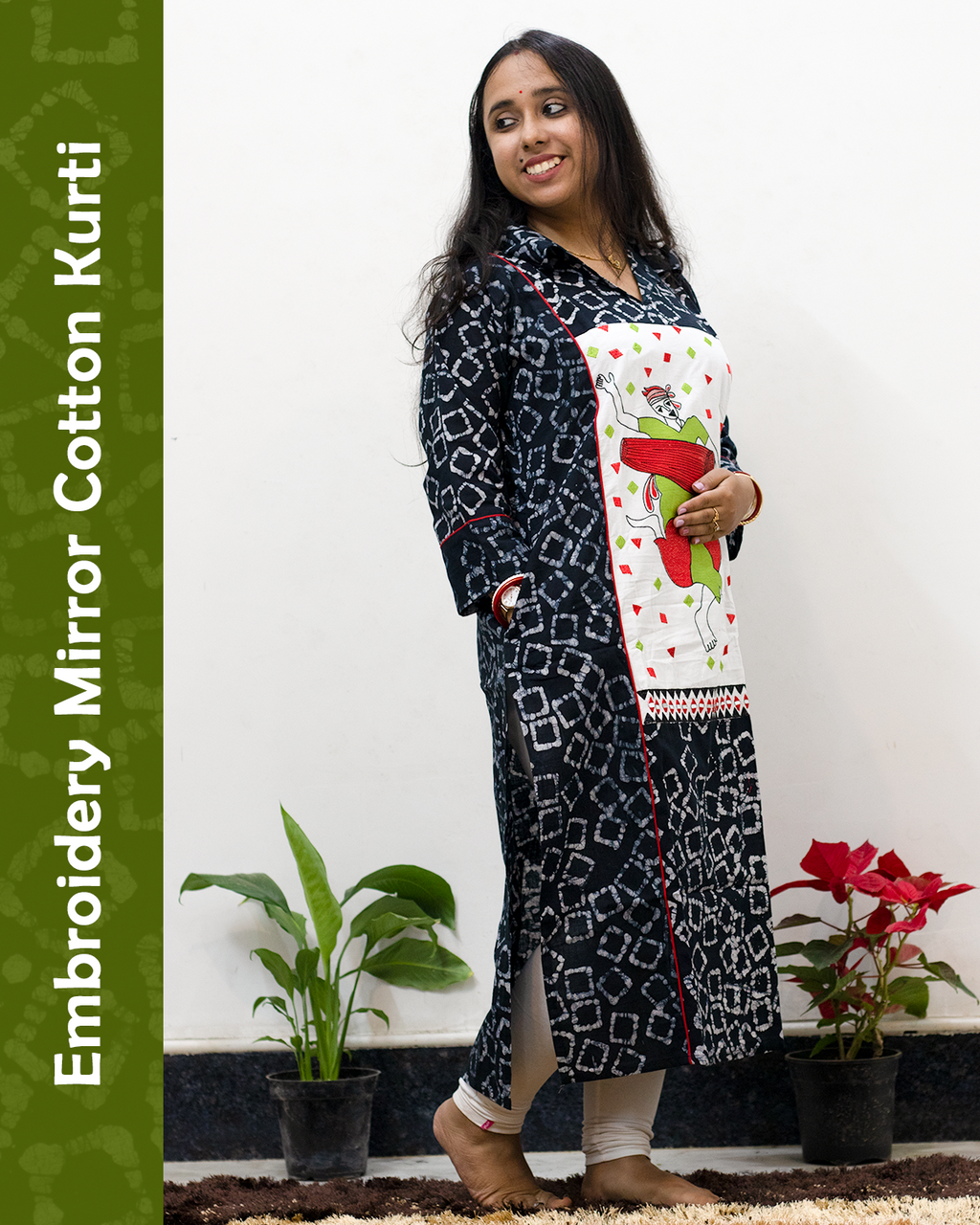 Embroidery Mirror Cotton Kurti