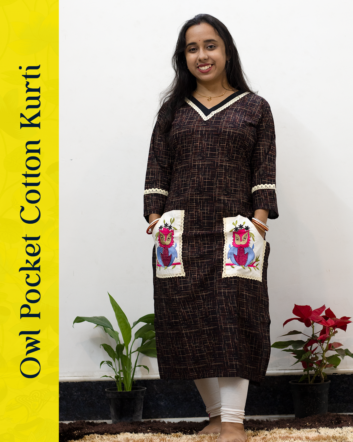 Owl Pocket Cotton Kurti
