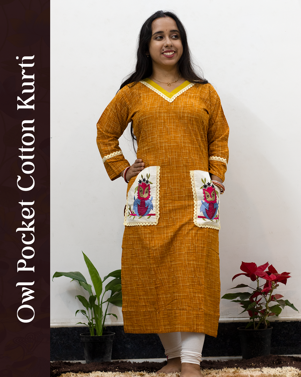 Owl Pocket Cotton Kurti