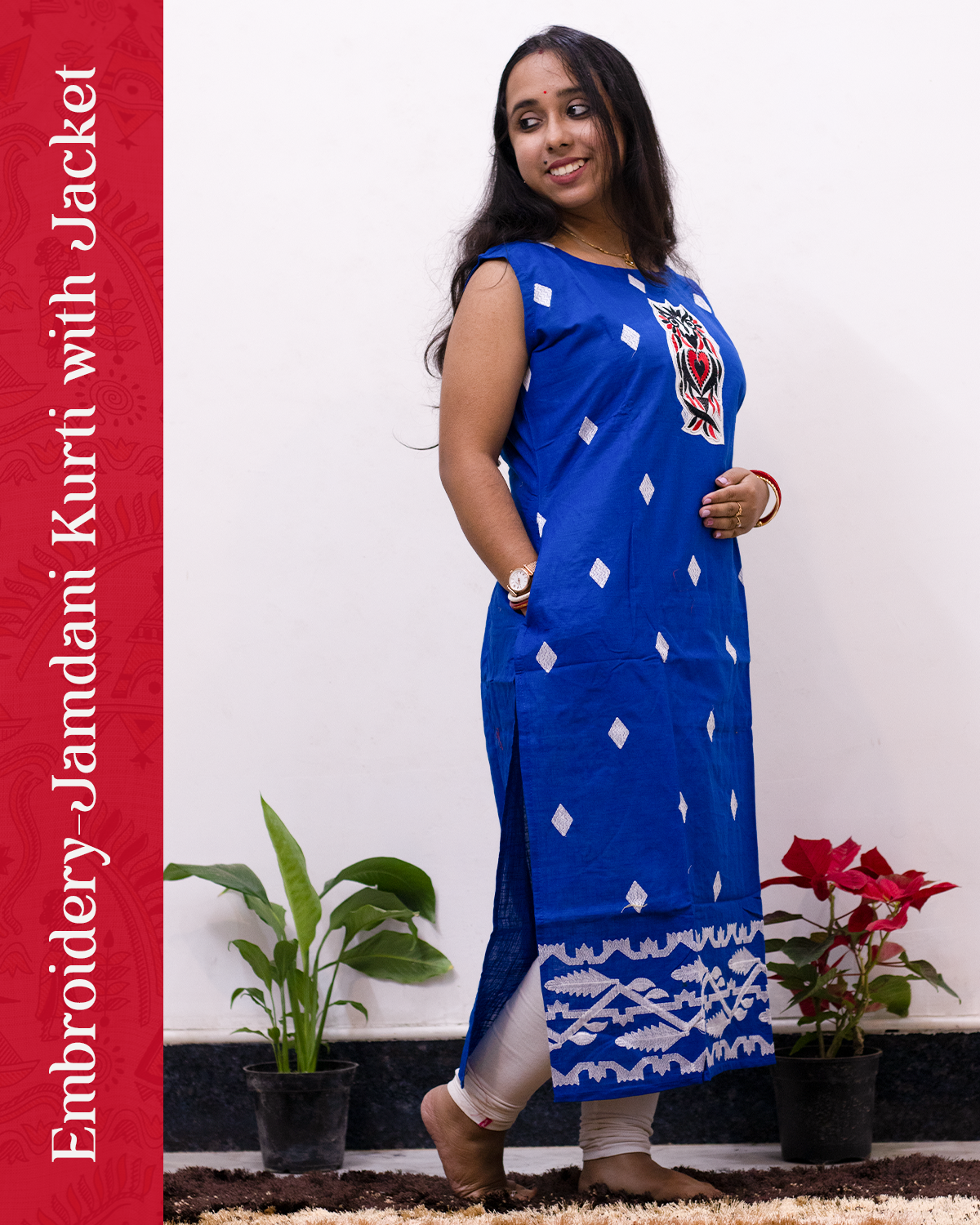 Embroidery Jamdani Kurti with Jacket