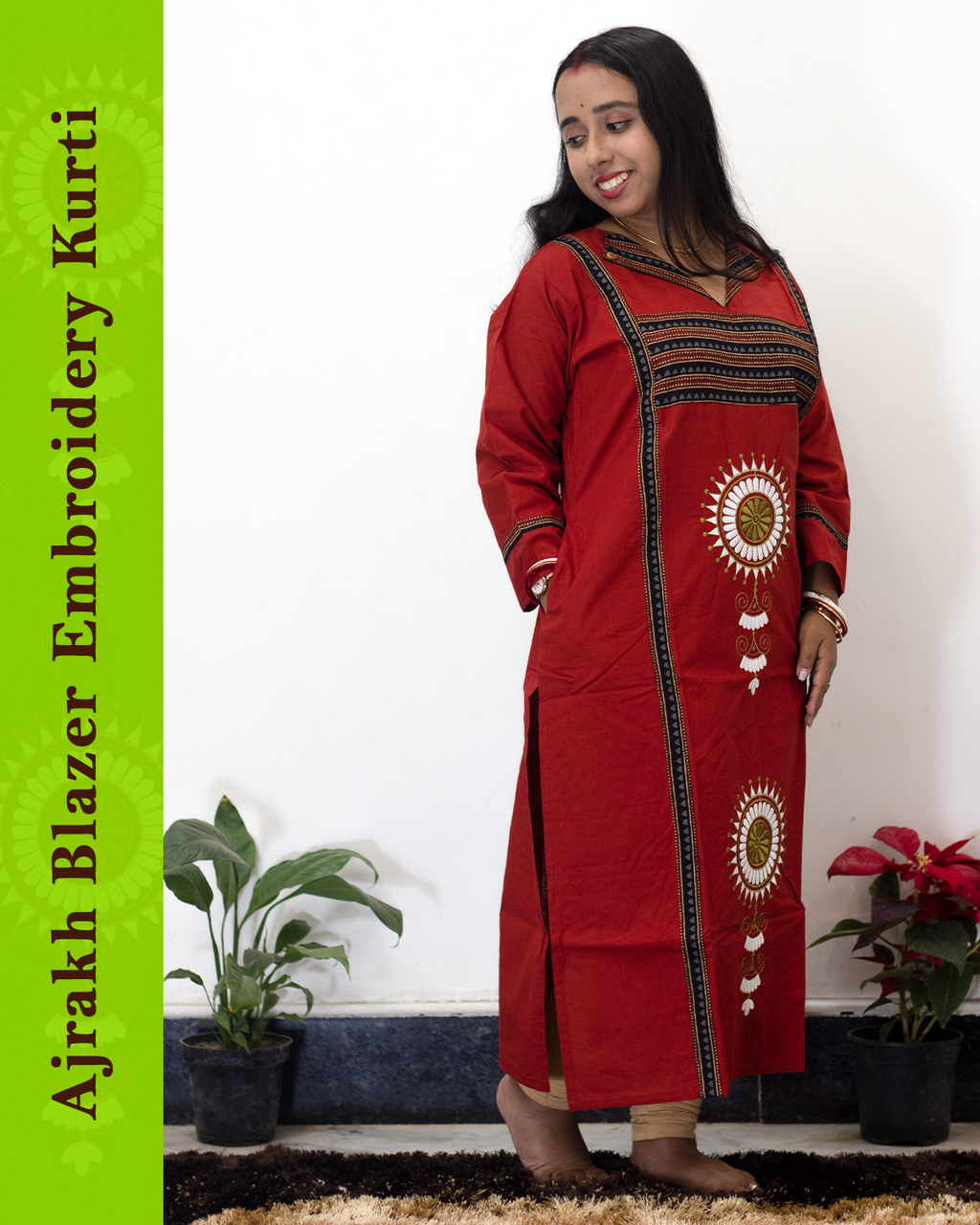 Ajrakh Blazer Embroidered Kurti