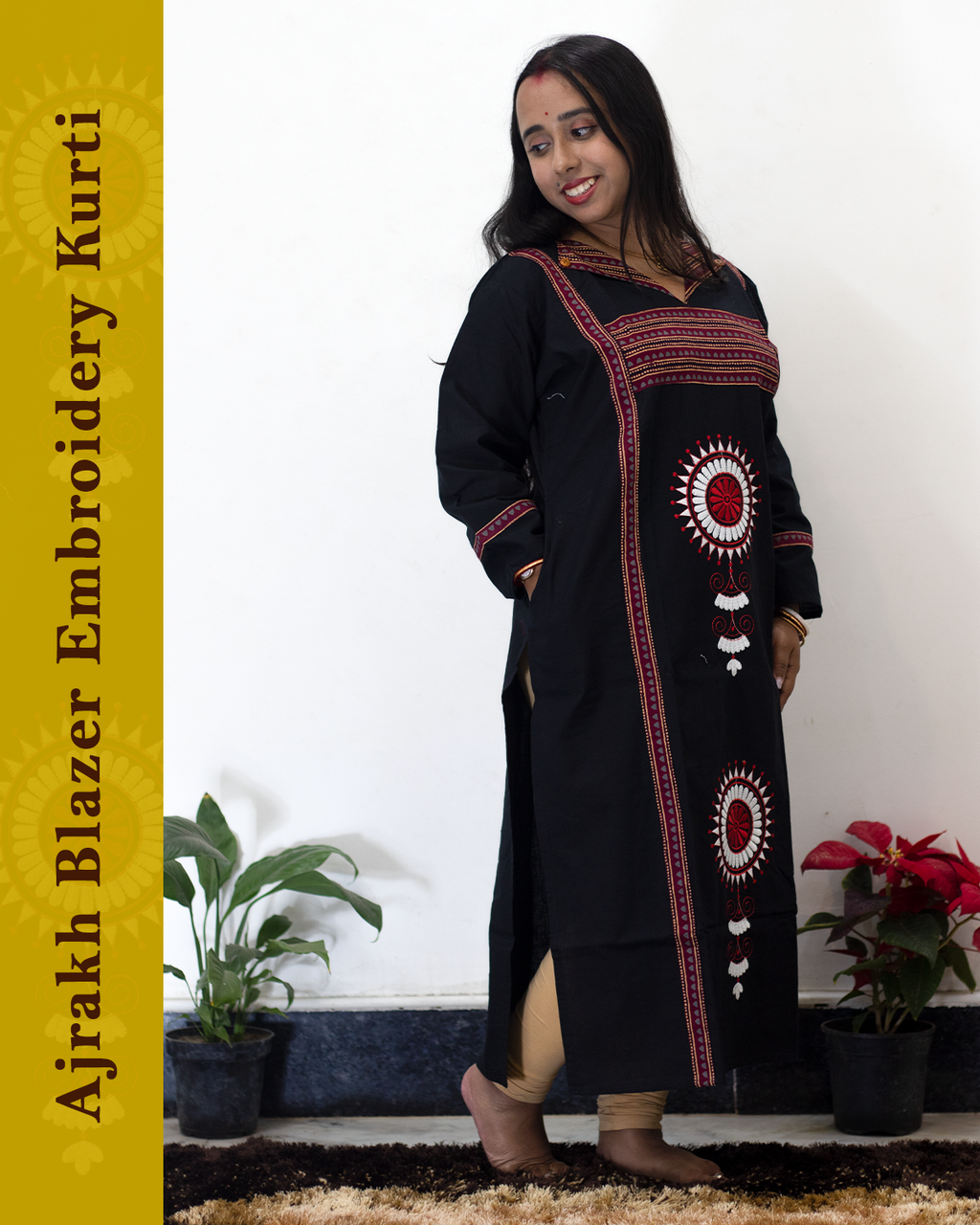 Ajrakh Blazer Embroidered Kurti