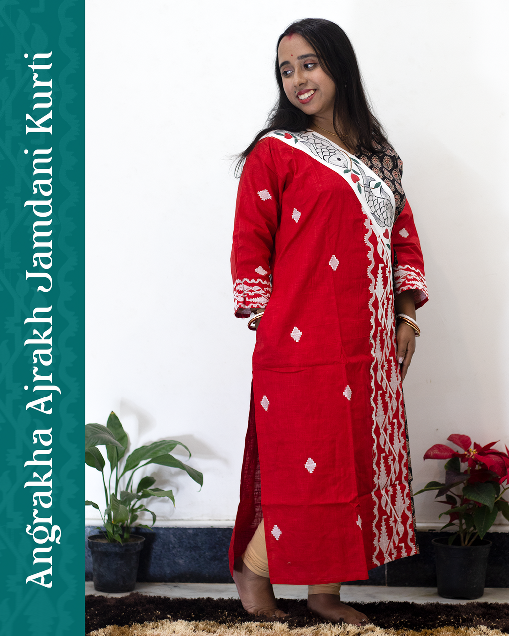 Angrakha Ajrakh Jamdani Kurti