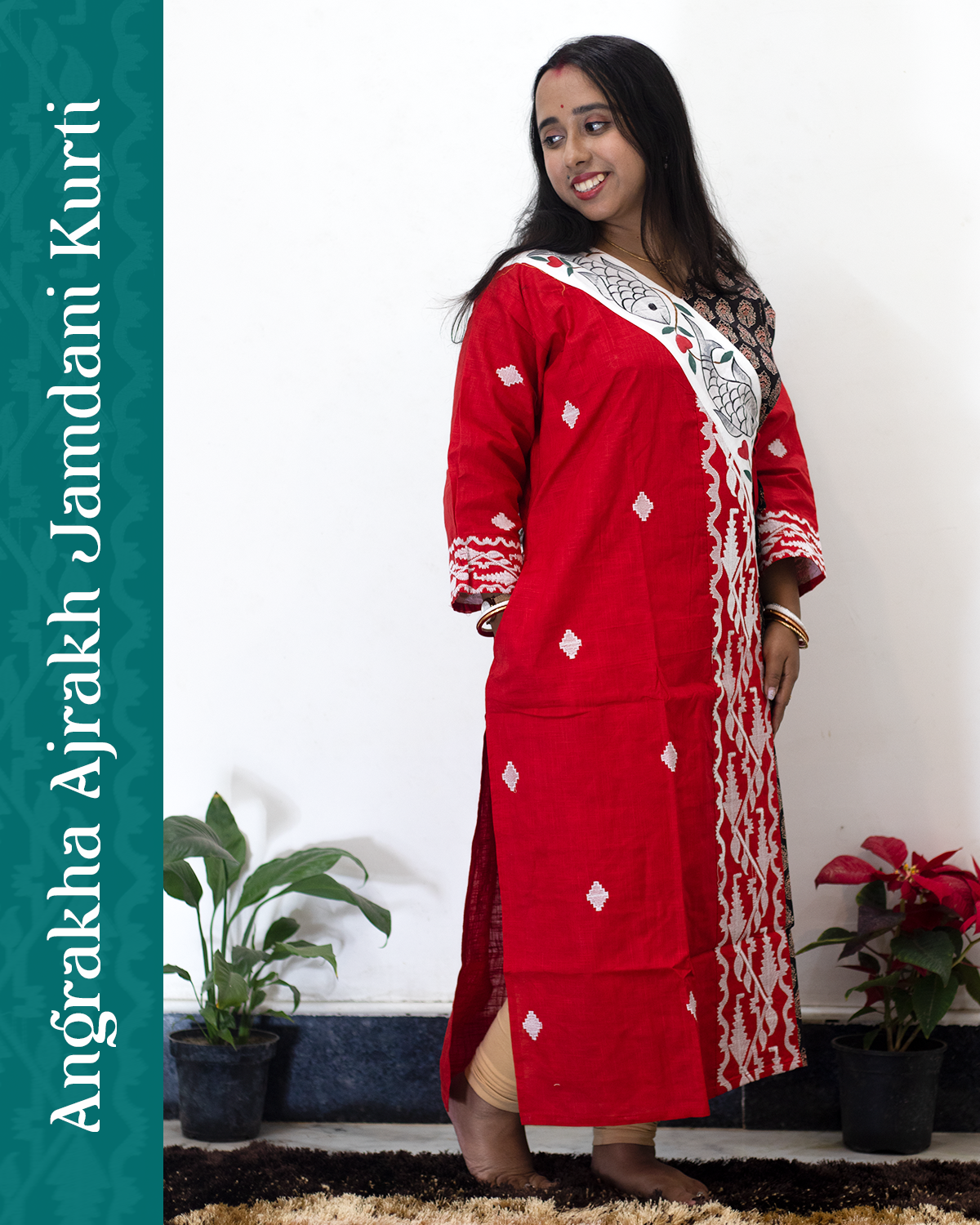 Angrakha Ajrakh Jamdani Kurti