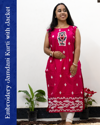 Embroidery Jamdani Kurti with Jacket