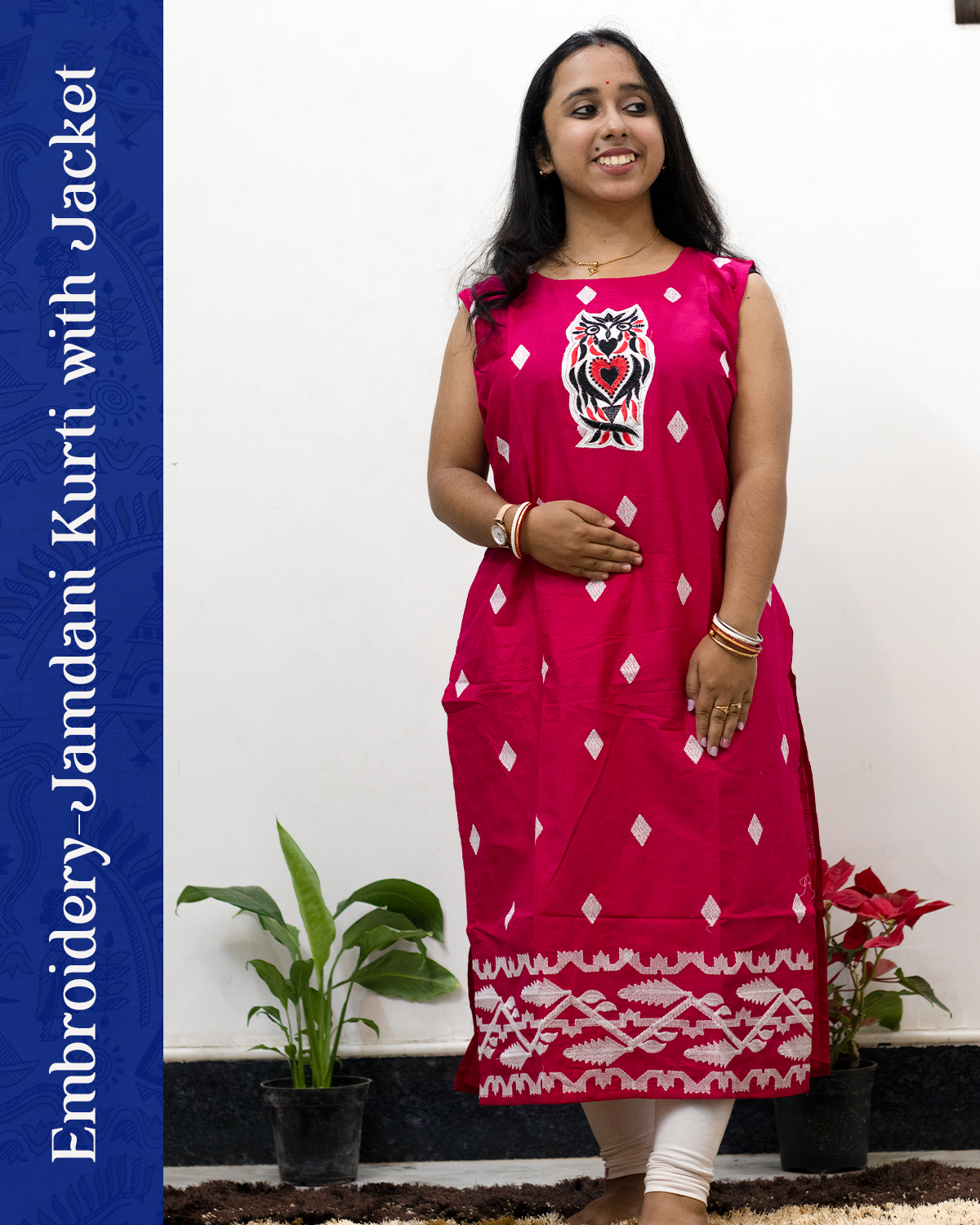 Embroidery Jamdani Kurti with Jacket