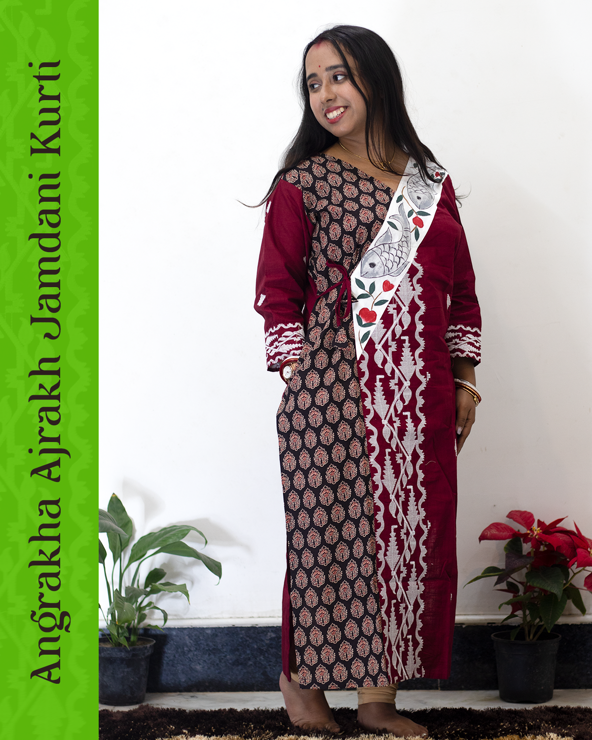 Angrakha Ajrakh Jamdani Kurti