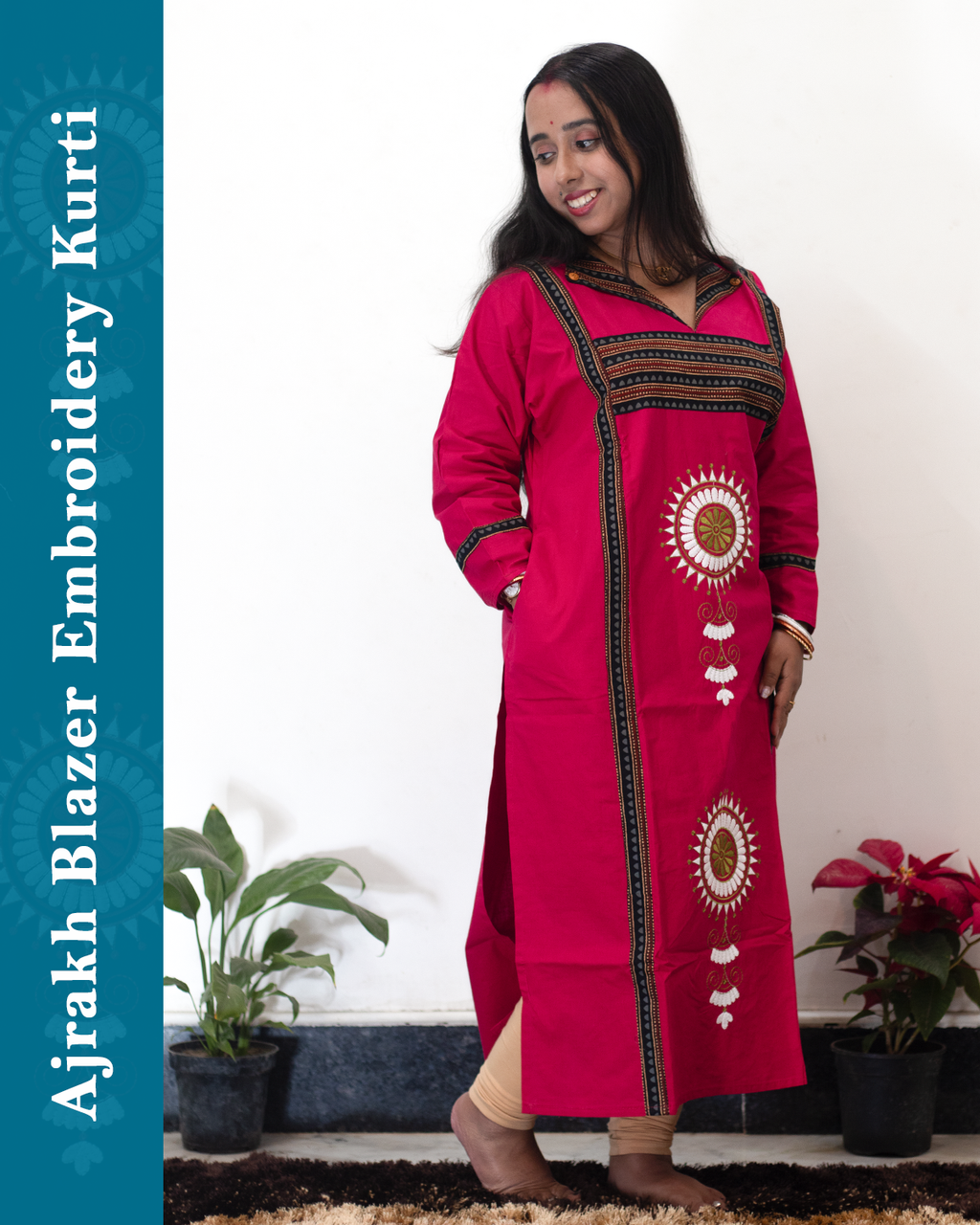 Ajrakh Blazer Embroidered Kurti