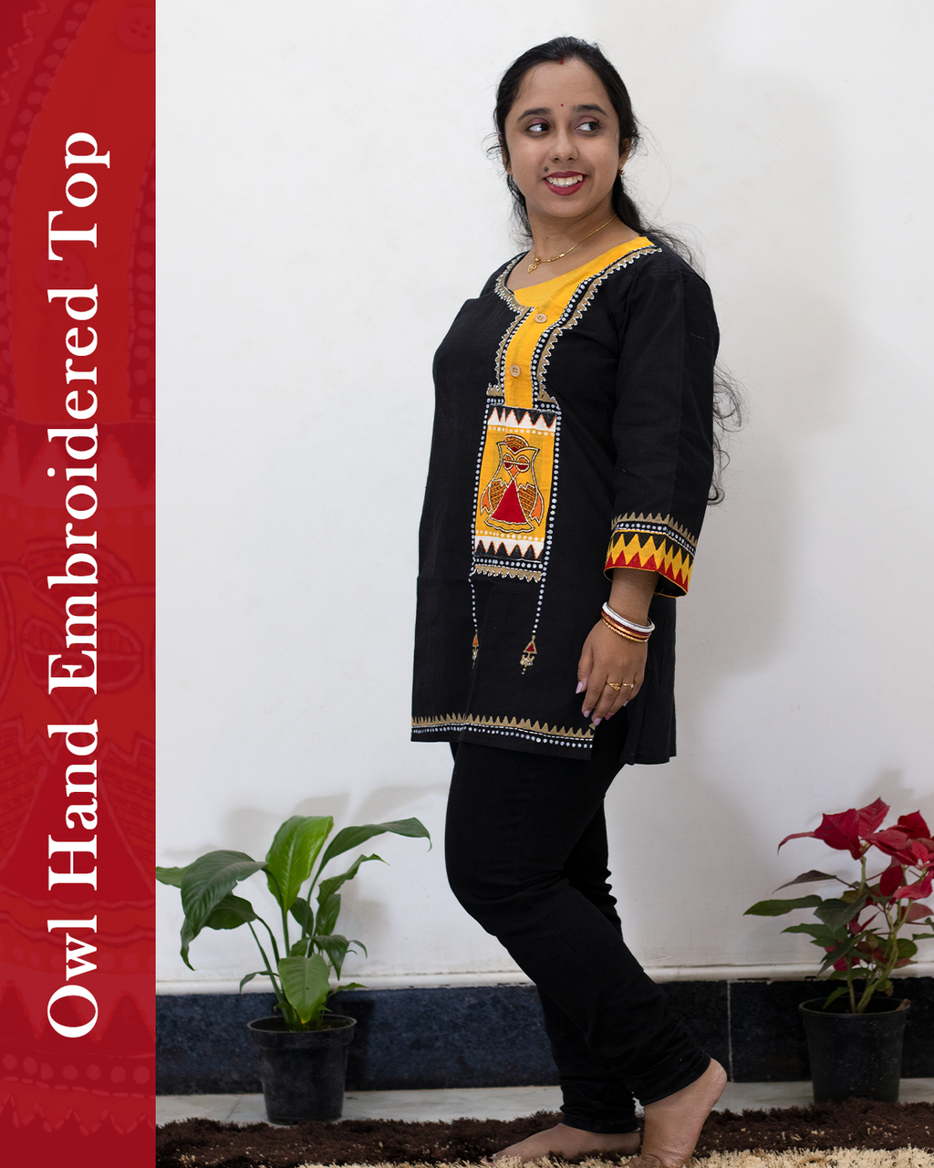 Owl Hand Embroidered Top