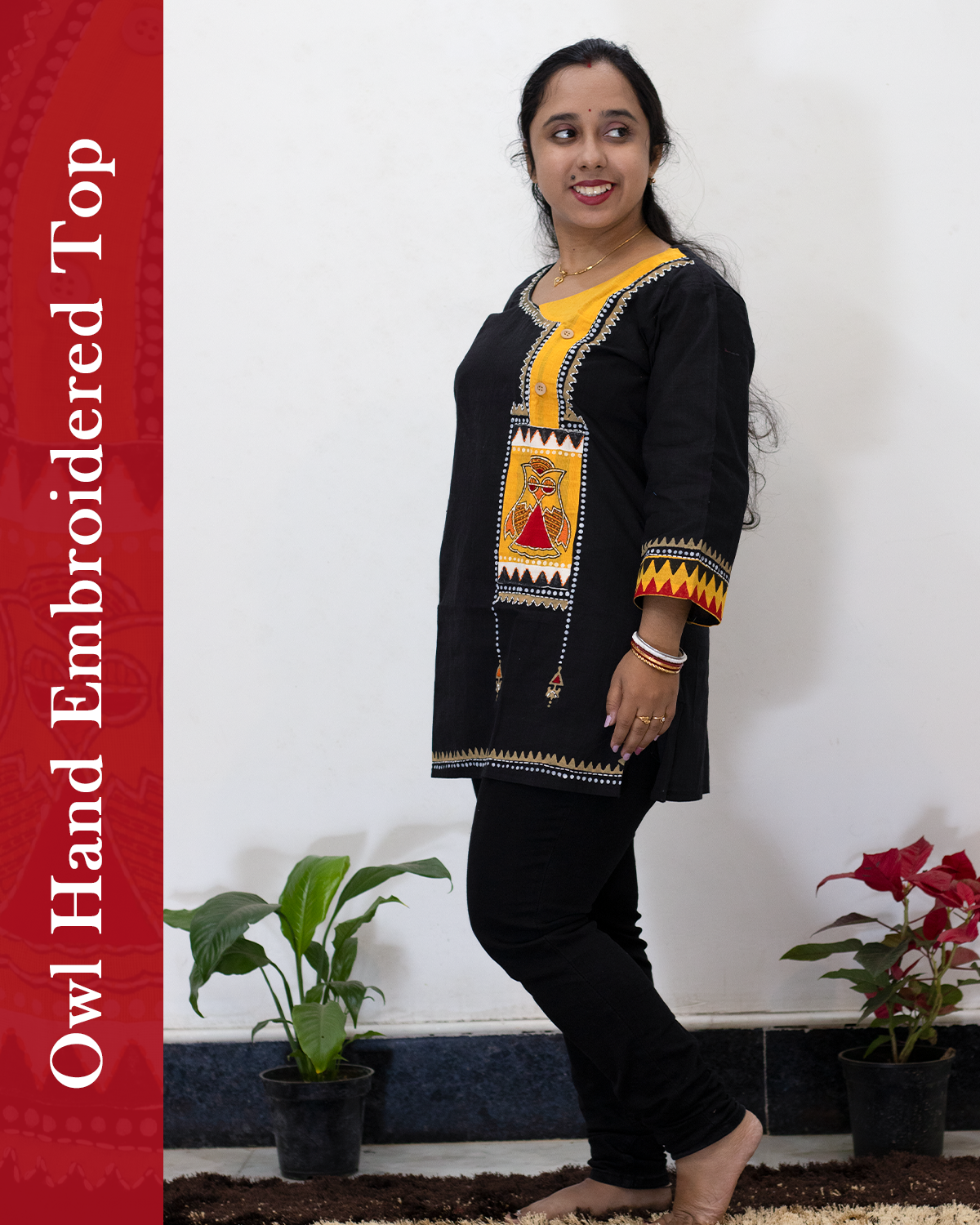 Owl Hand Embroidered Top