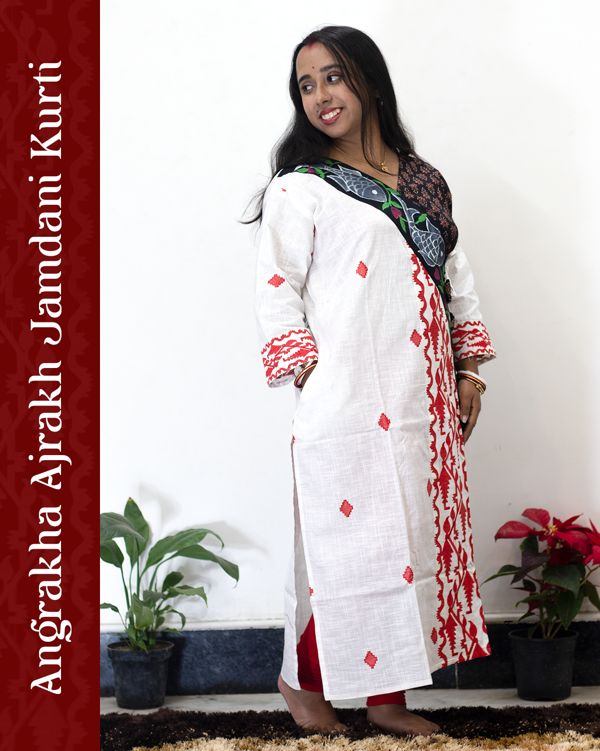 Angrakha Ajrakh Jamdani Kurti