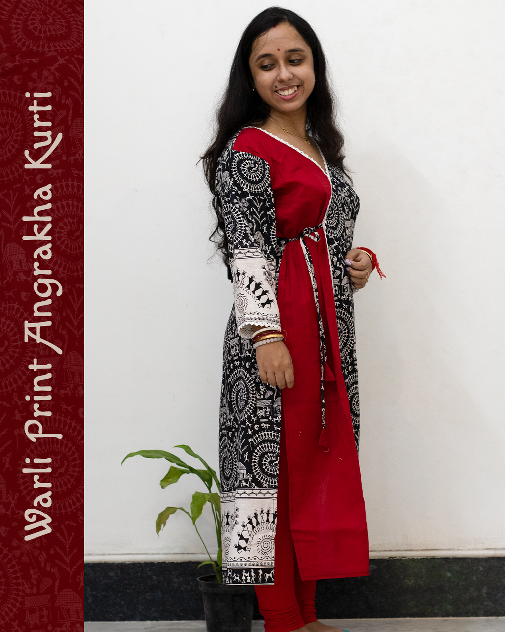 Warli Print Angrakha Kurti