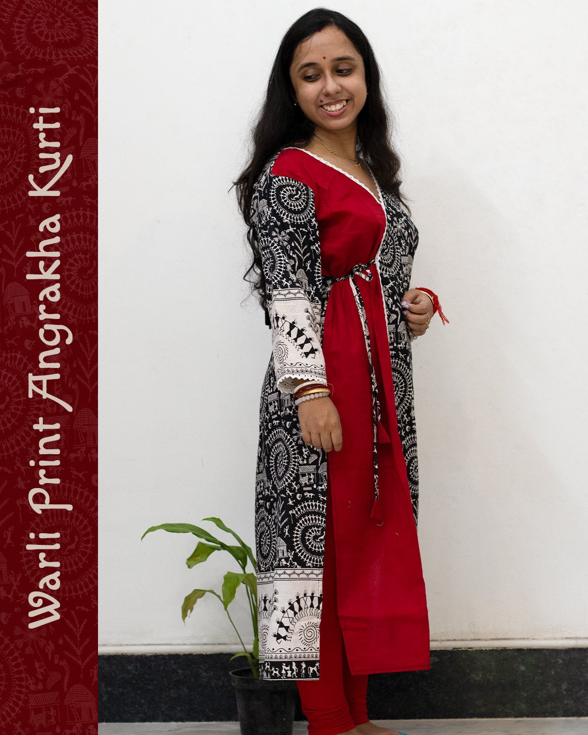 Warli Print Angrakha Kurti