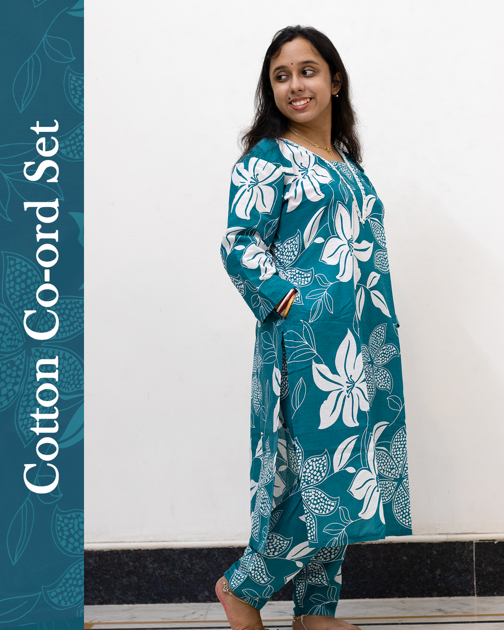 V Neck Cotton Co-Ord Set