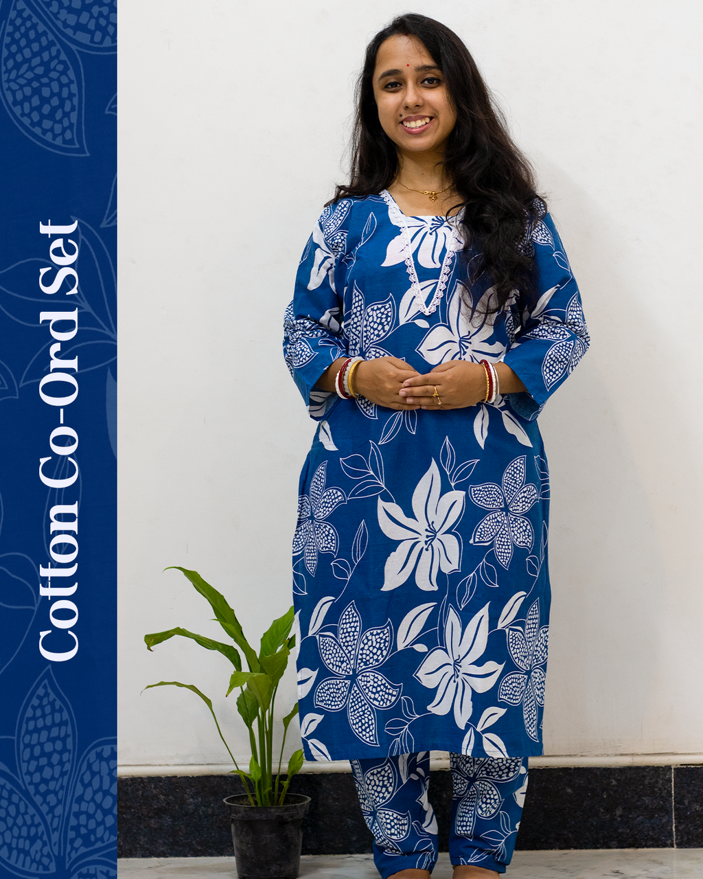 V Neck Cotton Co-Ord Set