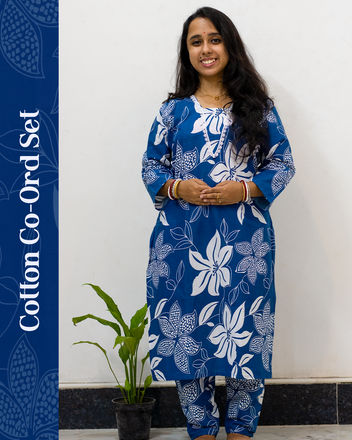 V Neck Cotton Co-Ord Set