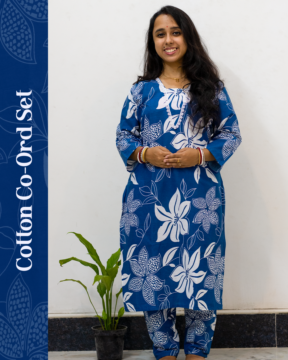 V Neck Cotton Co-Ord Set