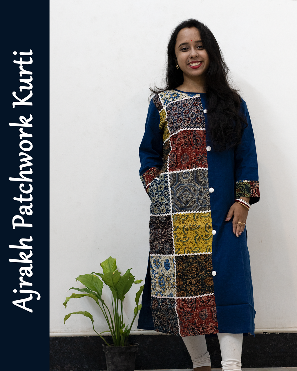 Ajrakh Patch with Lace Work Kurti