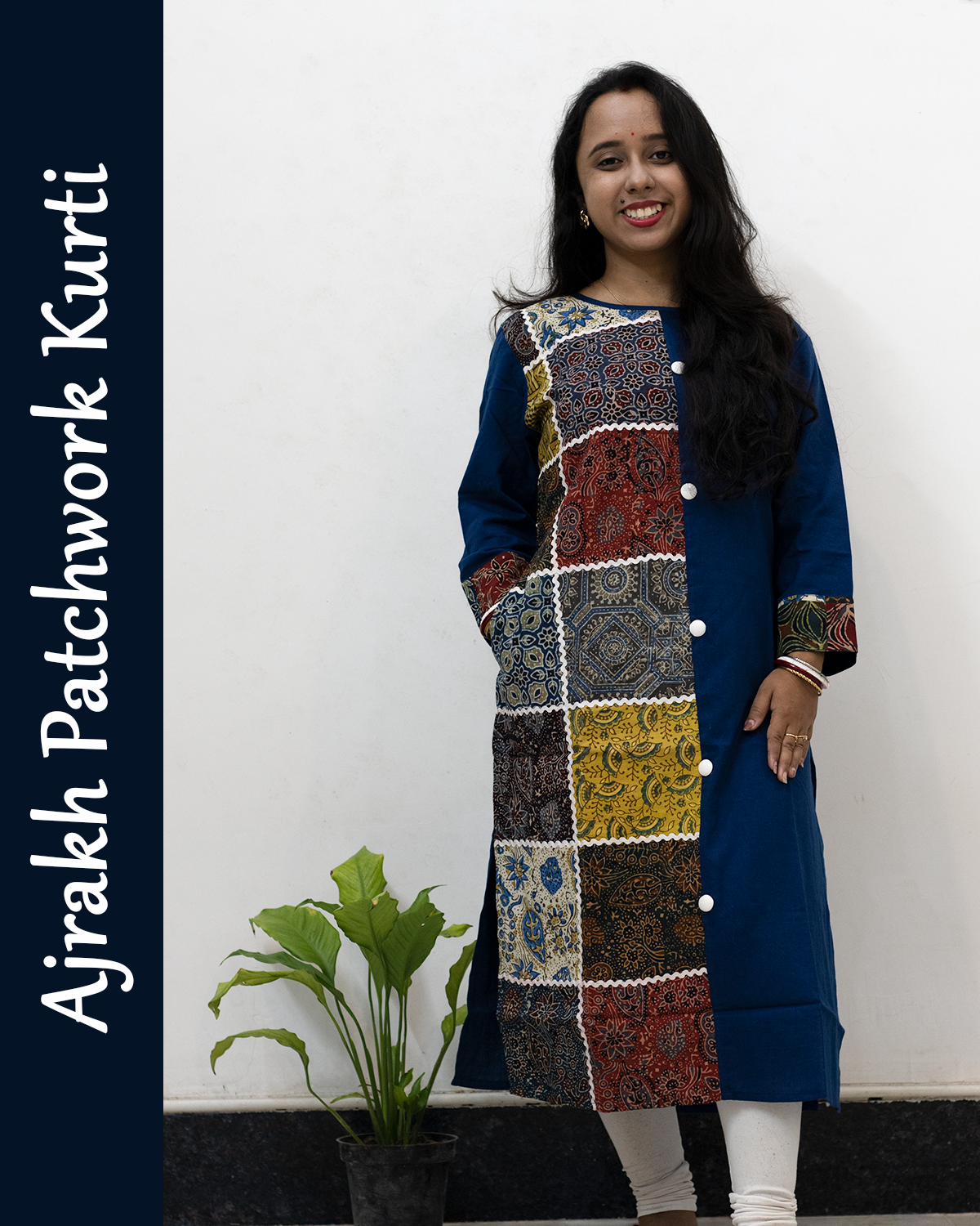 Ajrakh Patch with Lace Work Kurti