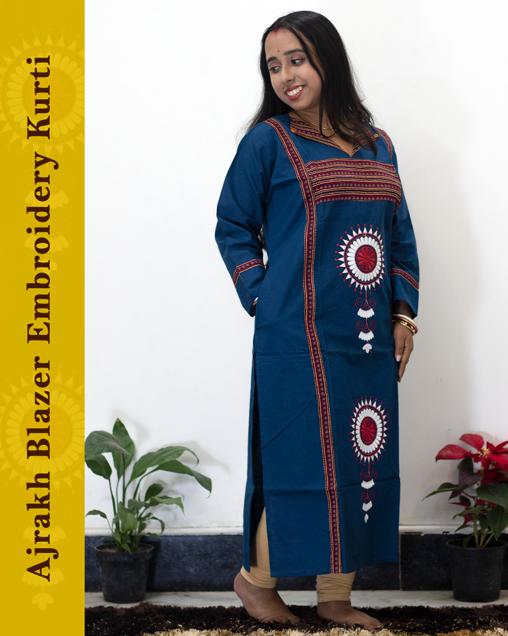 Ajrakh Blazer Embroidered Kurti