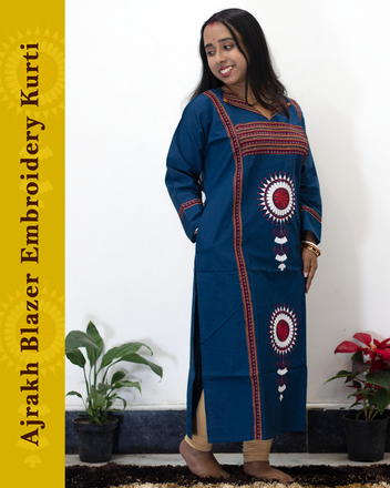 Ajrakh Blazer Embroidered Kurti