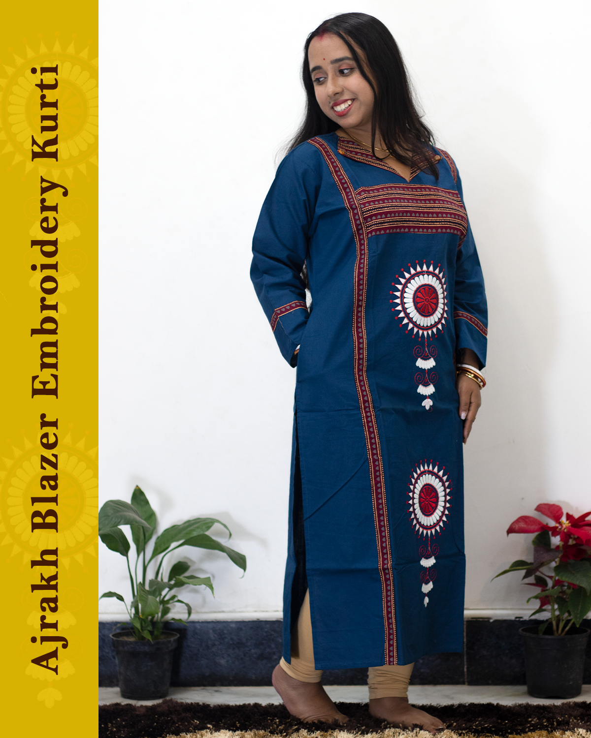 Ajrakh Blazer Embroidered Kurti