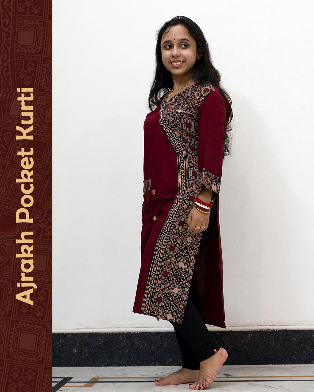 Ajrakh Angrakha Pocket Kurti
