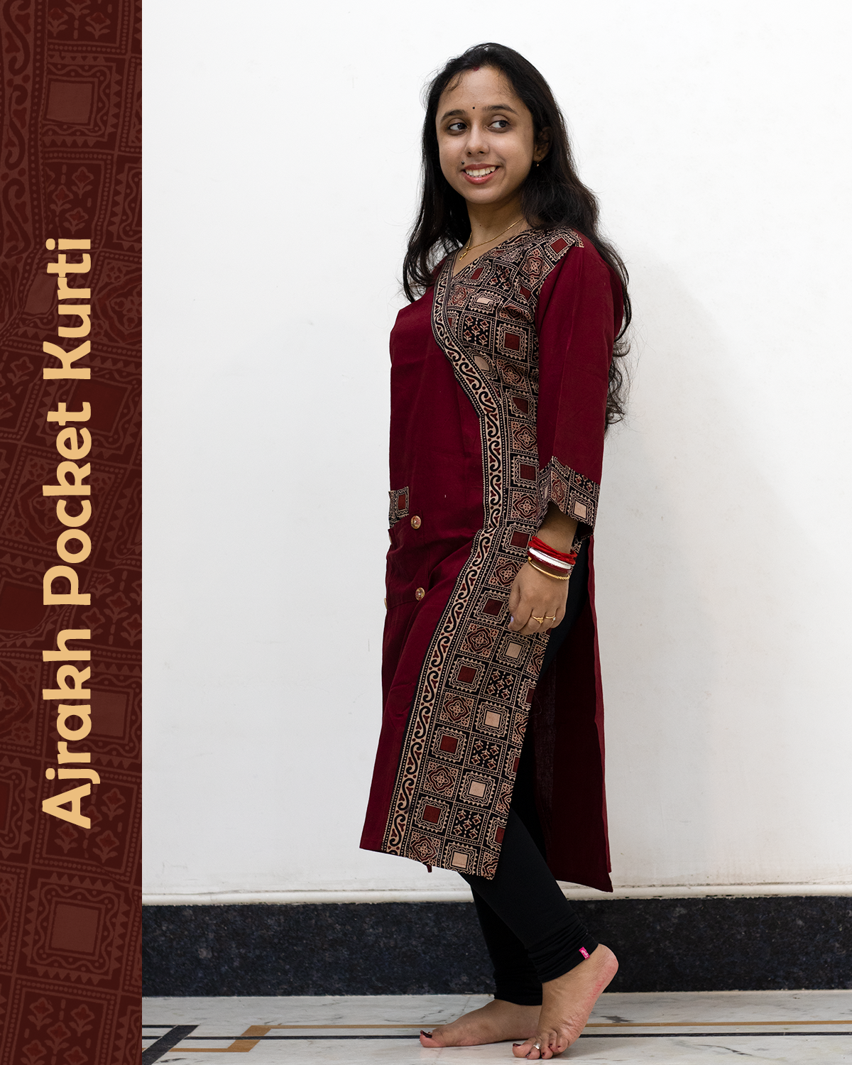 Ajrakh Angrakha Pocket Kurti