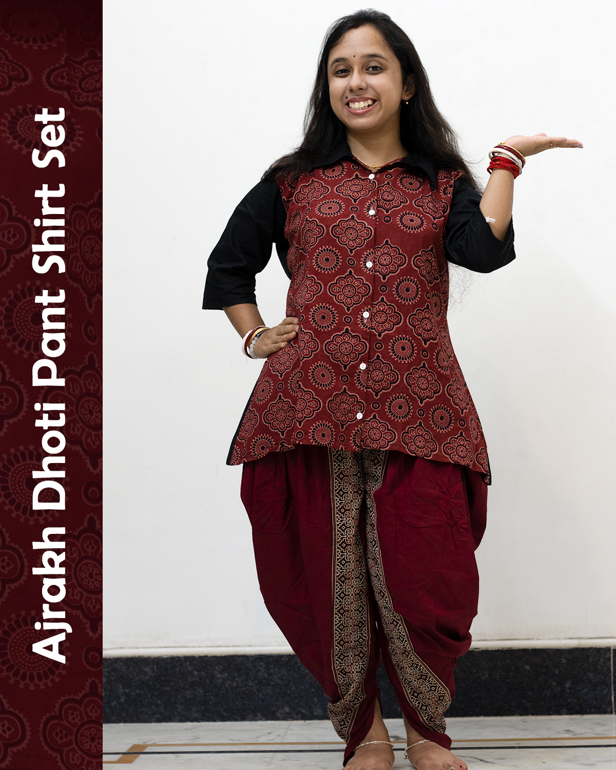 Ajrakh Dhoti Pant Shirt Set