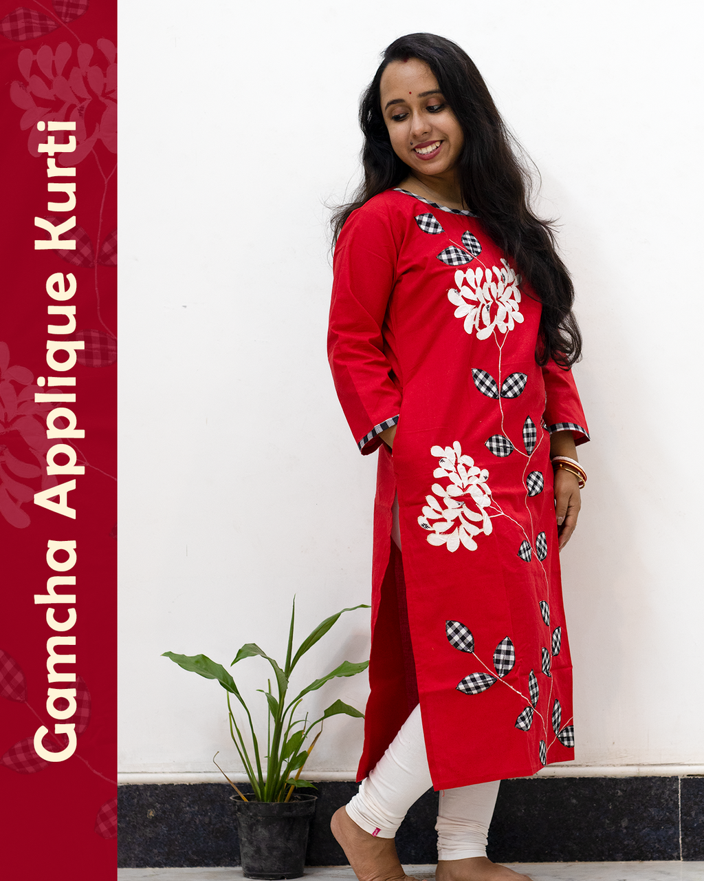 Gamcha Applique Kurti