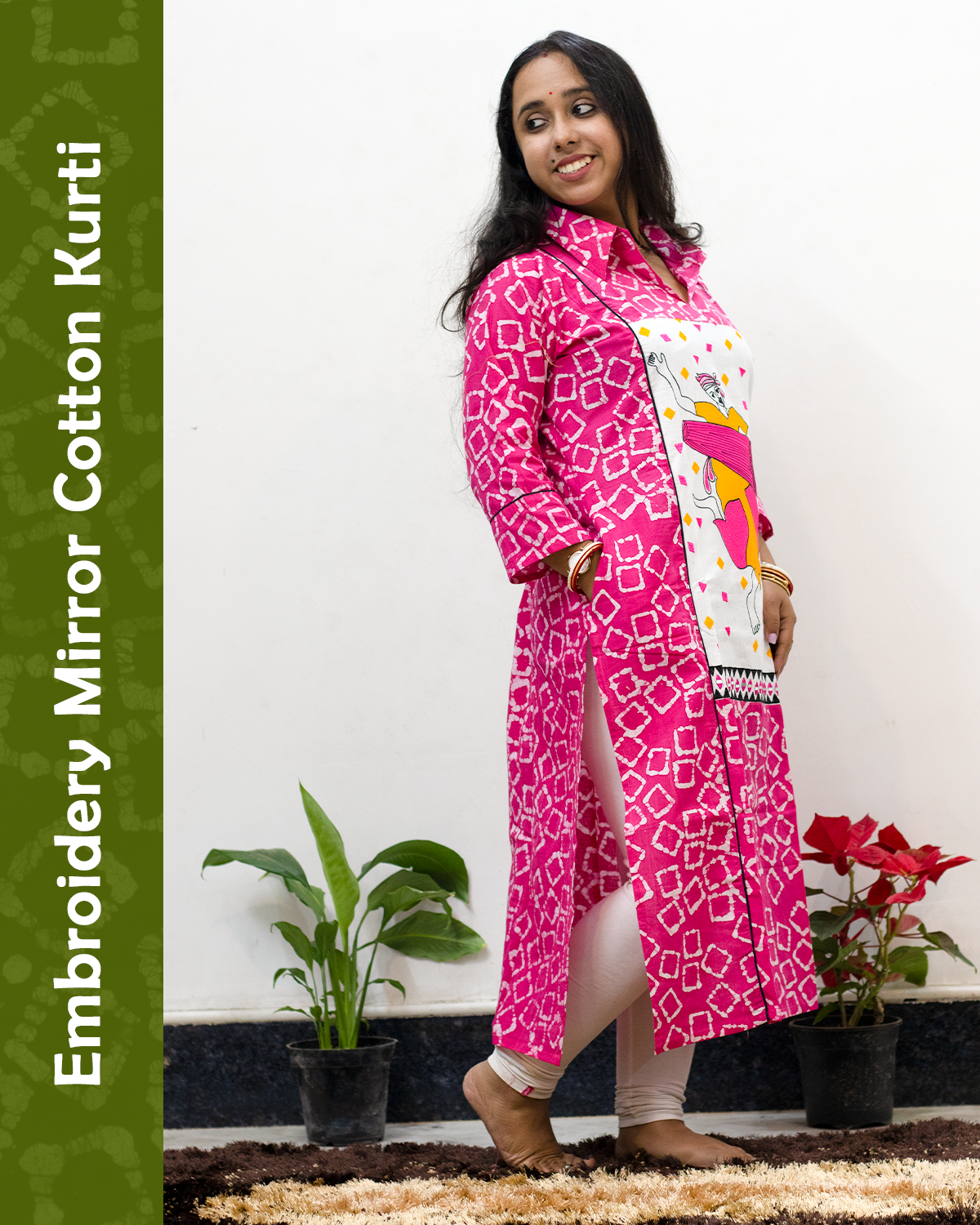 Embroidery Mirror Cotton Kurti