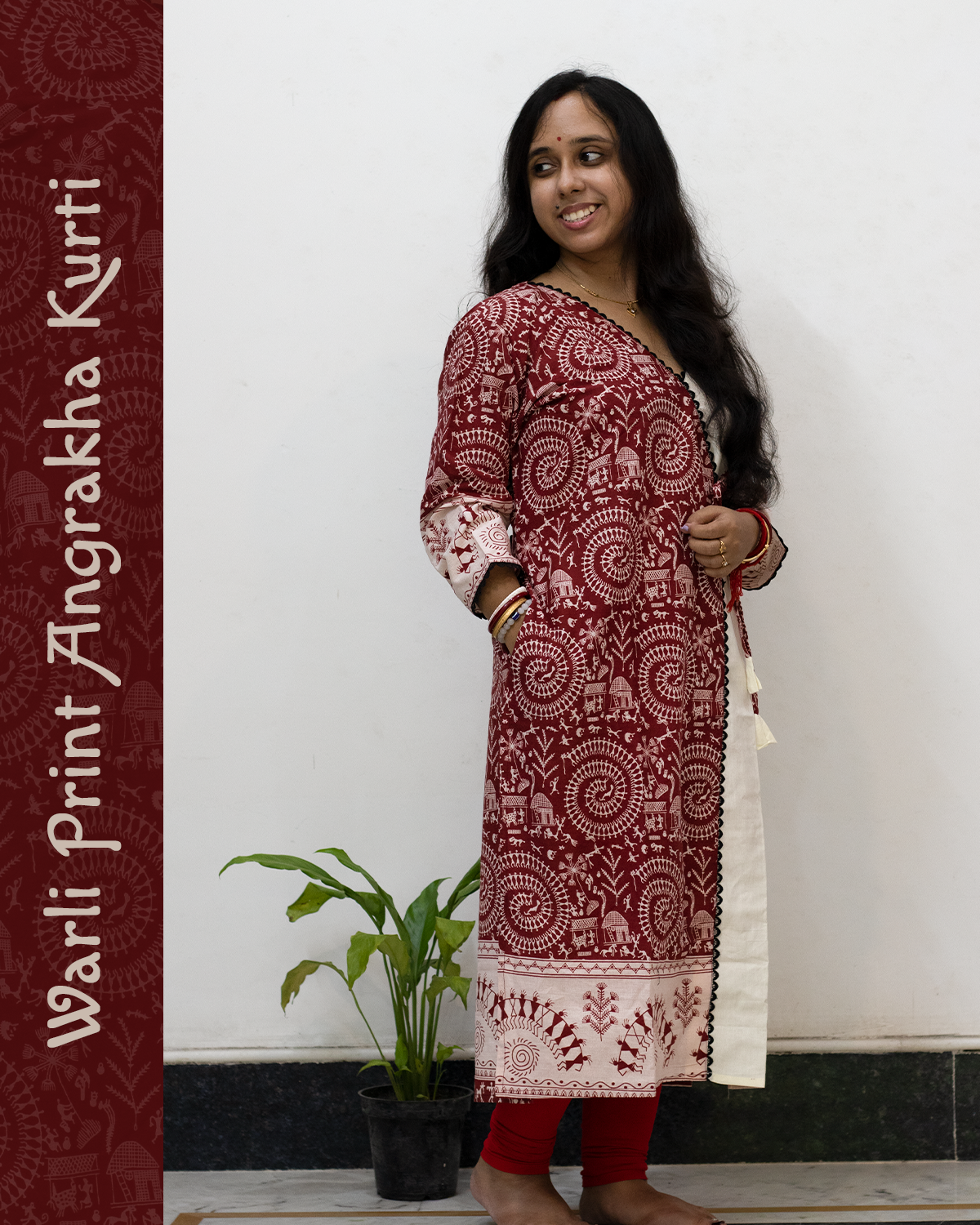Warli Print Angrakha Kurti