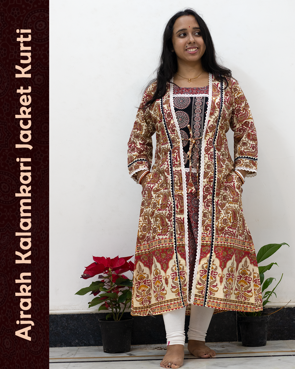 Ajrakh Kalamkari Jacket Kurti
