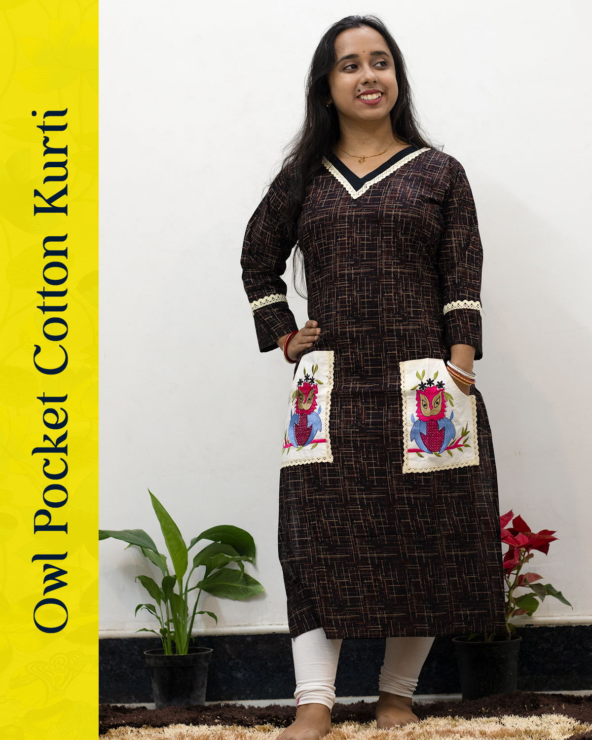 Owl Pocket Cotton Kurti