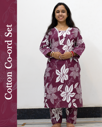 V Neck Cotton Co-Ord Set