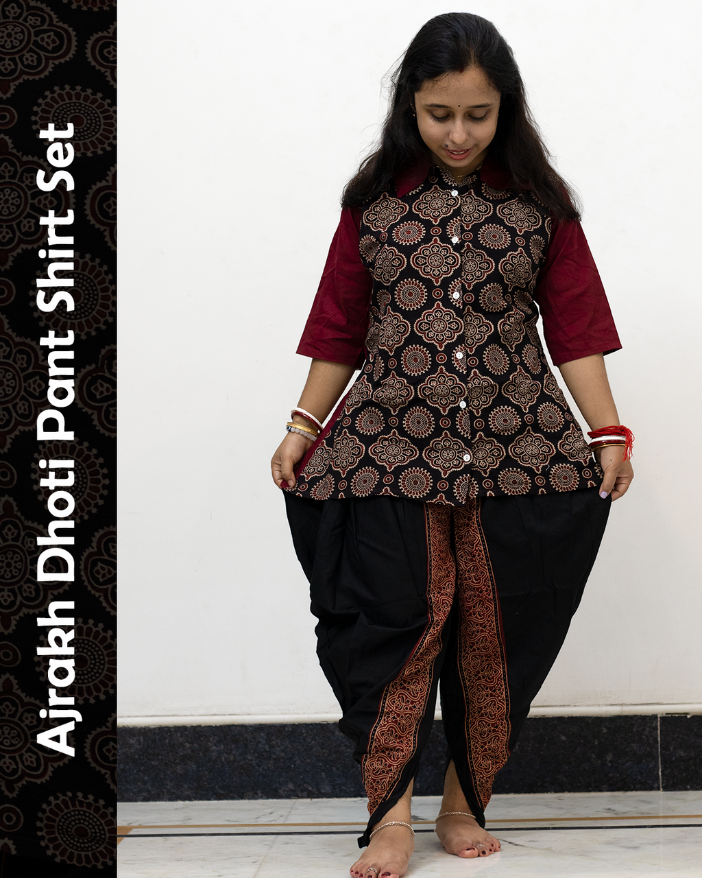 Ajrakh Dhoti Pant Shirt Set