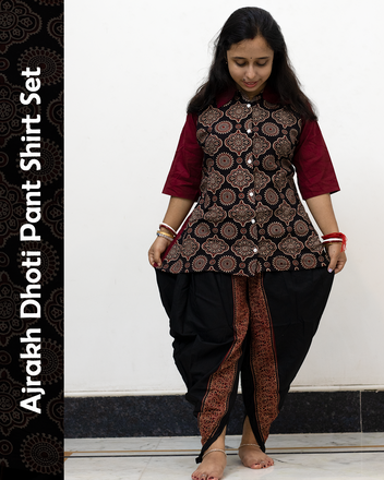 Ajrakh Dhoti Pant Shirt Set