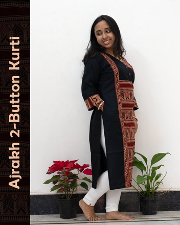 Ajrakh 2 Button Kurti